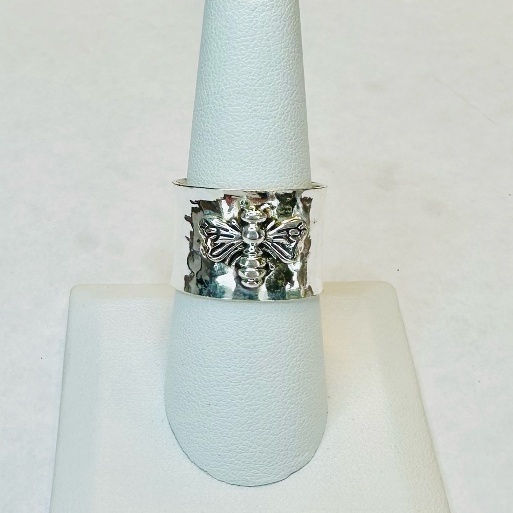 Sterling Silver Honey Bee Band Ring size 8.5